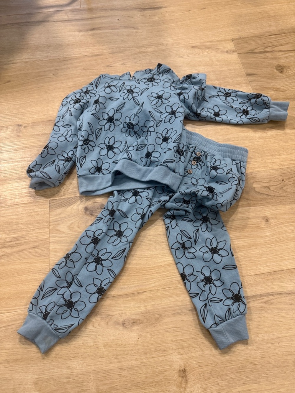 Jessica Simpson Blue Floral Kids Pajama Set